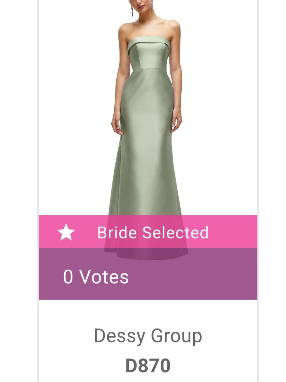 Dessy Group Strapless Sage Green Satin Gown D870